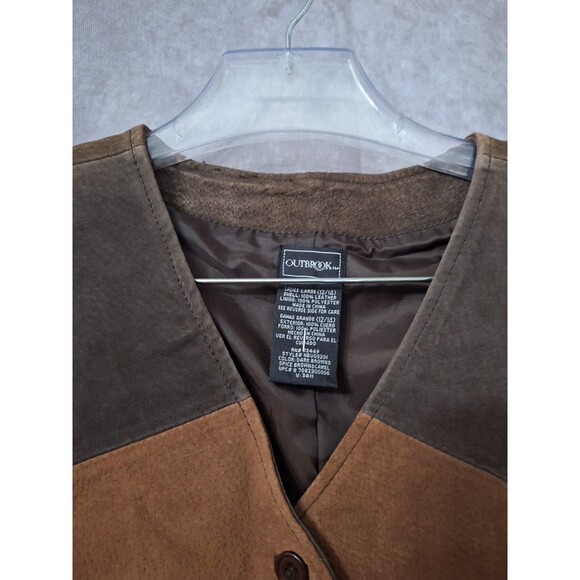 Vintage 90s Leather Suede Patchwork Vest Womens Sz Large Western Grunge Boho - Picture 3 of 10